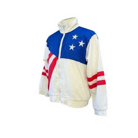 Vintage 1990s Active Exposure Patriotic Windbreaker Jacket Size 1P - Picture 4 of 10